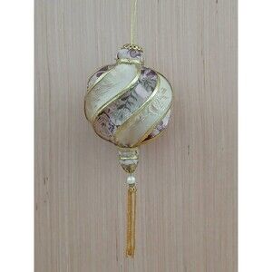 Fabric Tassel Beaded Christmas Ornament Farmhouse French Country Tree Decoration